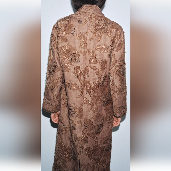 ZARA ZW COLLECTION LIMITED EDITION LIGHT PINK EMBROIDERED LONG COAT ✨️✨️✨️ - Picture 6 of 8